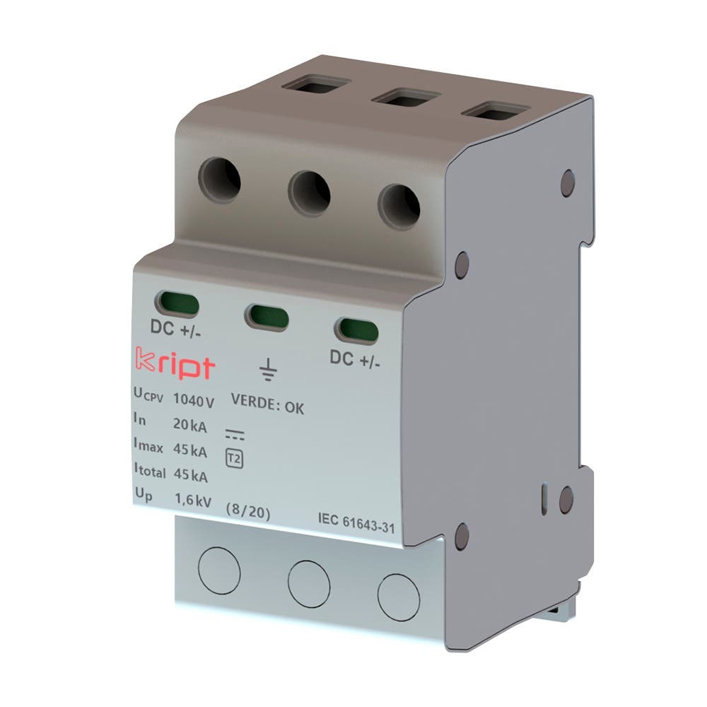 Protetor DPS Classe II 1040vcc 45kA 3 Polos IP20 KR1045 Kript